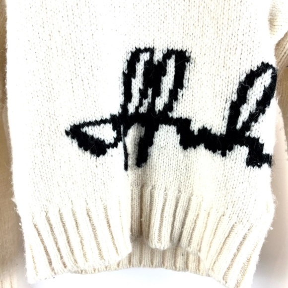 Off-White White Intarsia Big Logo Wool Blend Pullover - Picture 5 of 11